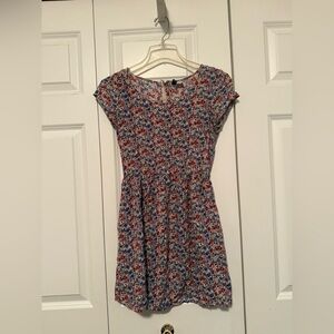 Divided Pink and Blue Midi Sundress with Cap Sleeves